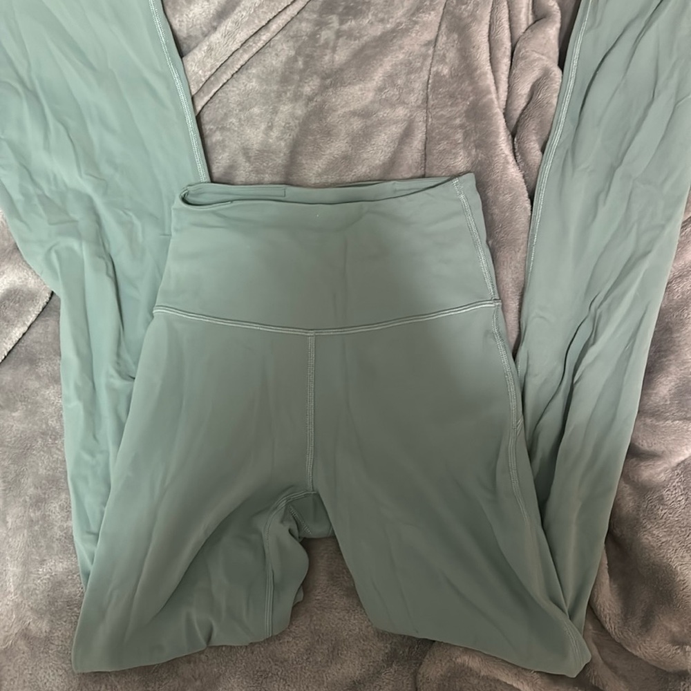 High rise turquoise flared lululemon leggings
